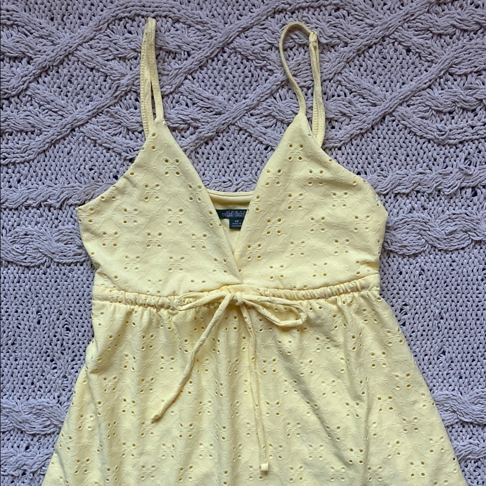 Wild Fable - Butter Yellow Eyelet Sundress w/ Adjustable Straps - Picture 2 of 5